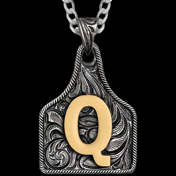 Texas Size Initial Cow Tag Necklace